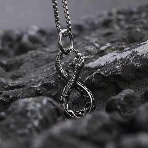 Collana Con Pendente Serpente Acciaio Inossidabile Infinito Figura Otto Totem Vintage Punk Gothic Gioielli Da Uomo