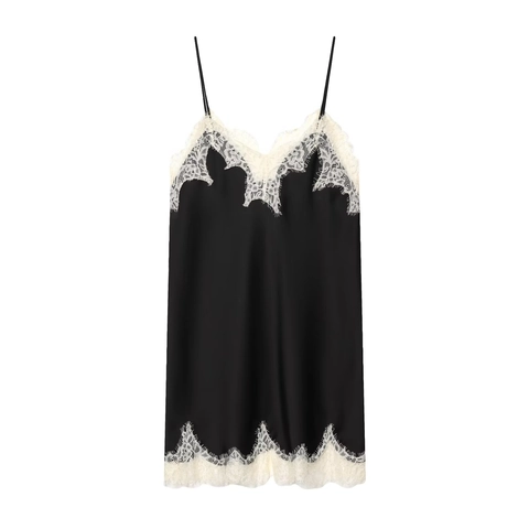 Sottoveste Sexy In Raso Da Donna Scollo A V Bordo In Pizzo Ciglia Pigiameria Elegante