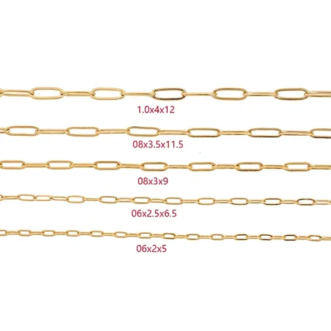 Paperclip Link Chain 18k Gold Plated Stainless Steel For DIY Jewelry Making Necklace Bracelet Findings Bulk