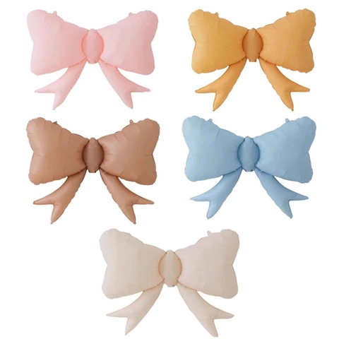 Large Bow Tie Foil Balloon Matte Aluminum Film Macaron Color For Party Birthday Wedding Decor Striped Balloon