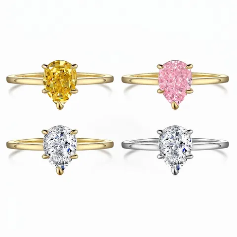 925 Sterling Silver Ring For Women Luxury Pear Cut Zirconia Elegant Engagement Fashion Jewelry Band Ring High Quality Gift