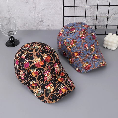 Mode Uil Print Honkbalpet Digitale Print Polyester Sport Trucker Pet Zonwering Buiten Verstelbare Zonnehoed Voor Heren Vrouwen