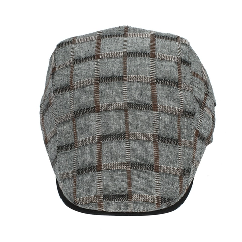 Men Vintage Plaid Flat Cap Cotton Polyester Blend Newsboy Hat With Adjustable Metal Buckle Casual Sunshade Outdoor