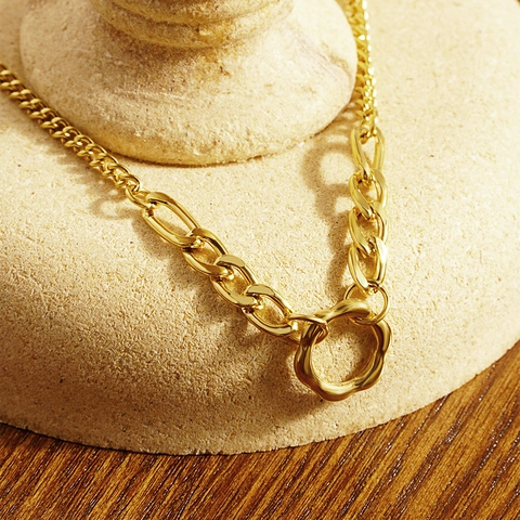 Europäisch Amerikanische Minimalistische Gespleißte Kette Titanstahl Kreis Anhänger Halskette Für Damen High End Vielseitige Schlüsselbeinkette Schmuck