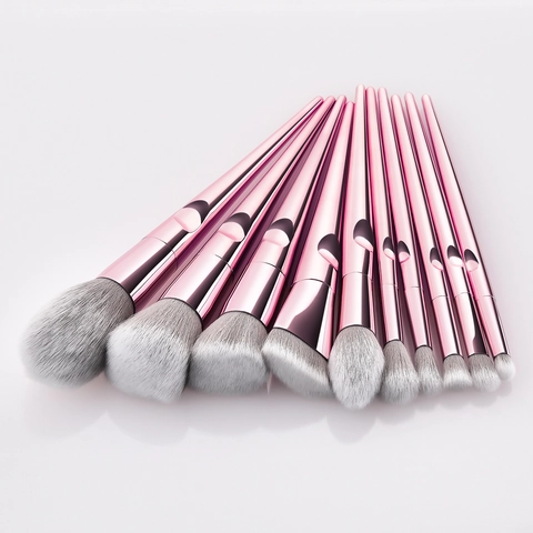 Brochas De Maquillaje Profesionales Fibra Sintética Suave Polvo Sombra De Ojos Base Herramientas De Mezclado Con Bolsa Holográfica