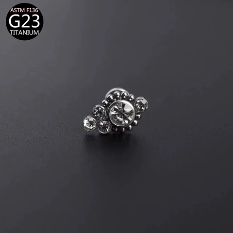 G23 Titanium Labret Studs Lip Rings Cubic Zirconia Internally Threaded Flat Back Piercing Jewelry For Women Men Simple