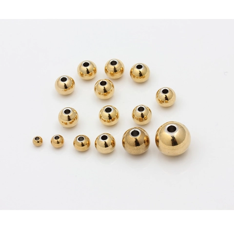 Ronde Kralen Roestvrij Staal 18K Verguld Vacuüm Plating Glad Massief Voor DIY Sieraden Maken Accessoires