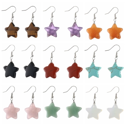 Orecchini Pendenti A Stella Per Donna Pietra Naturale Rame Stile Etnico Vintage Gioielli Di Moda Regalo