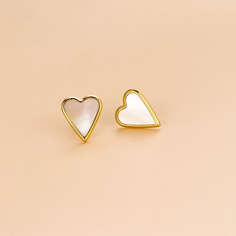 Titanstahl Herz Ohrstecker Für Damen Edelstahl Weiße Muschel Grüne Malachit Schwarze Emaille Herz Ohrringe Minimalistischer Schmuck