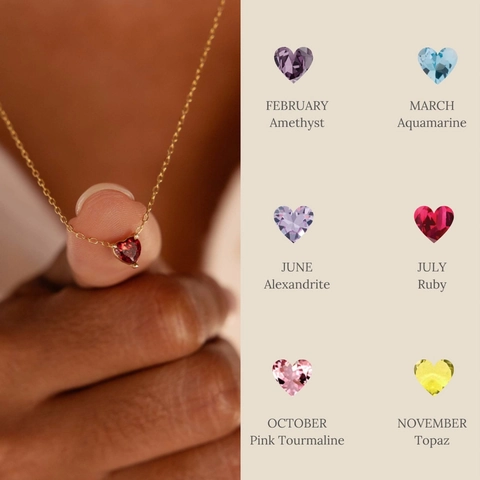 Hart Geboortesteen Ketting Roestvrij Staal Verguld Zirkoon Hart Hanger Mode Sieraden Voor Vrouwen Twaalf Maanden Cadeau