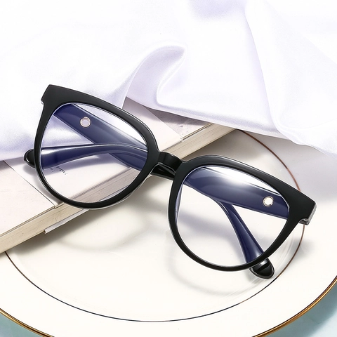 Mode Großer Runder Rahmen Blaulichtfilter Brille PC Material Retro Brillen Für Damen Und Herren Anti Augenmüdigkeit