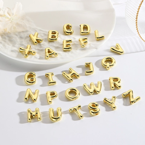 Collana Con Pendente Lettera Iniziale Alfabeto Palloncino 3D In Rame Placcato Oro 18K Gioielli Minimalisti Trendy