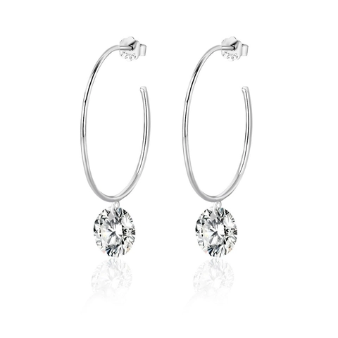 925 Sterling Silver Moissanite Hoop Earrings For Women Luxury Sparkling Round Moissanite Drop Earrings Fashion Jewelry Gift