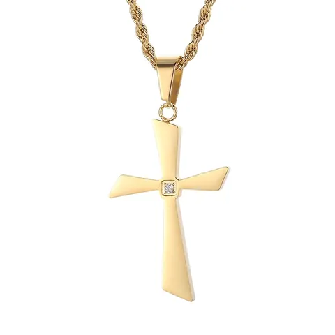 Collana Con Ciondolo A Croce In Acciaio Inossidabile Con Strass Lucidato Hip Hop Gioielli Minimalisti Per Uomini