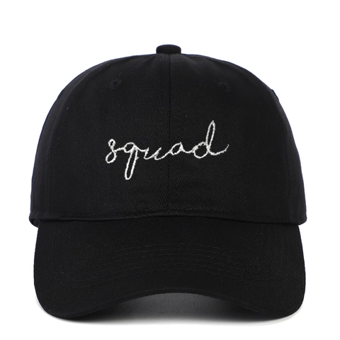 Squad Letter Embroidery Baseball Cap Cotton Soft Top Adjustable Breathable Sun Protection Casual Sports Outdoor Hat