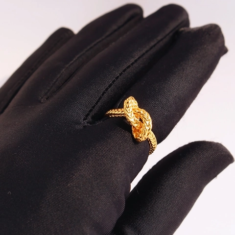 Vergoldeter Messingknoten Geflochtener Ring Für Damen Vintage Stil Verstellbarer Offener Fingerring Retro Schmuckzubehör