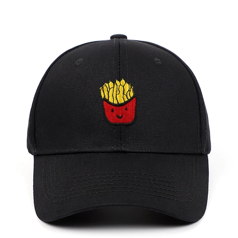 Casquette De Baseball En Coton Avec Broderie Frites Dessin Animé Chapeau Snapback Décontracté Réglable Homme Femme