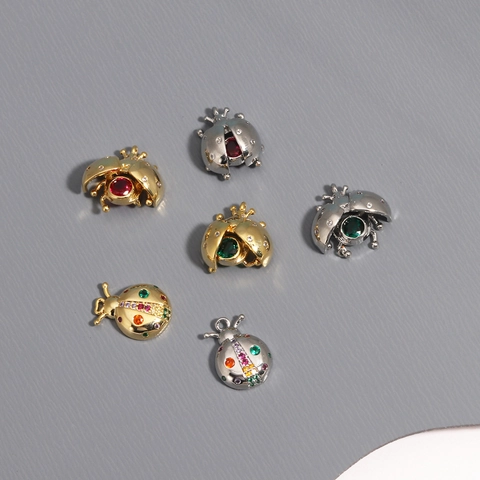 Pendentif Coccinelle Cuivre Zircone Cubique Ailes Ouvrantes Insecte Fabrication De Bijoux Pour Femmes Filles