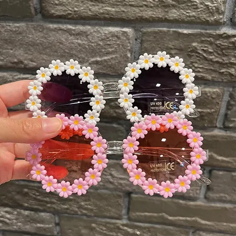 Occhiali Da Sole Per Bambini Margherita Fiore Montura Tonda Protezione UV400 Trasparente PC AC Lenti Moda Carino Ragazze
