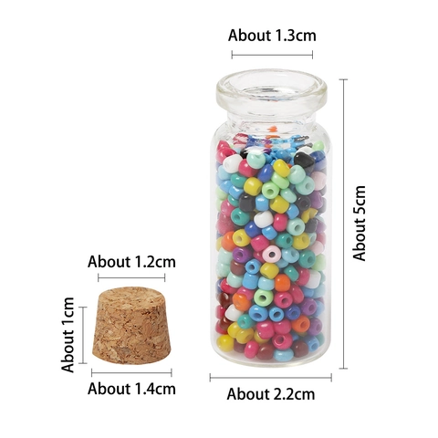 Perles De Rocaille En Verre Colorées Petites Perles Libres En Bouteille De Verre Avec Bouchon De Liège Pour Fabrication De Bijoux DIY Bracelet Collier