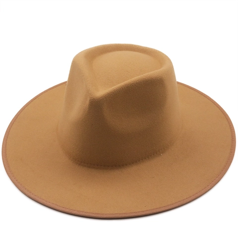 Classic Wide Brim Fedora Hat Wool Felt Vintage Retro Jazz Style Panamas For Women Men