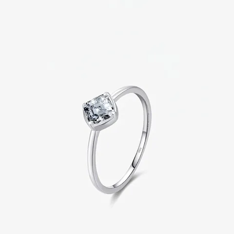 Minimalistischer 925 Sterling Silber Ring Mit Quadratischem Zirkonia Geometrischer Prinzessschliff Für Damen