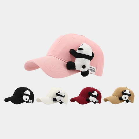 Süße 3D Plüsch Panda Baseballkappe Baumwolle Cartoon Tierdesign Sonnenschutz Gebogene Krempe Verstellbarer Freizeit Hut