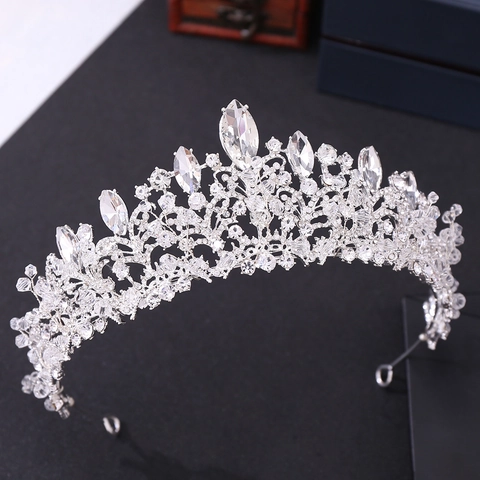 Elegante Tiara Da Sposa Corona Strass Cristallo Lega Copricapo Per Matrimonio Festa Stile Barocco Donne
