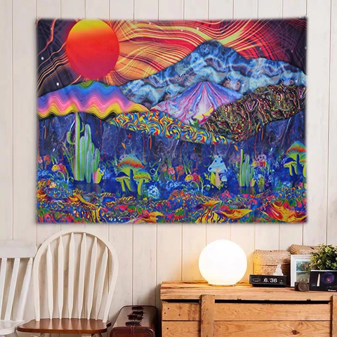 Arazzo Psichedelico Poliestere Decorazione Da Parete Trippy Per Camera Da Letto Soggiorno Dormitorio Paesaggio Astratto Colorato