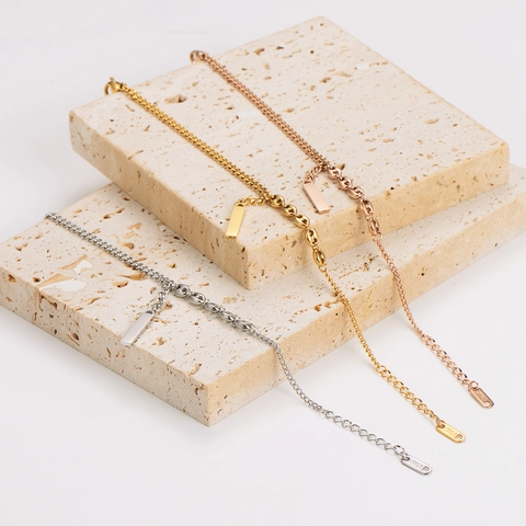 Minimalist Stainless Steel Gold Bar Pendant Bracelet For Women Light Luxury Rectangular Charm Chain Link Bracelet Jewelry