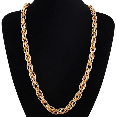 Collana A Catena A Corda Intrecciata Hip Hop Placcata Oro KC Lega Gioielli Per Uomo Donna