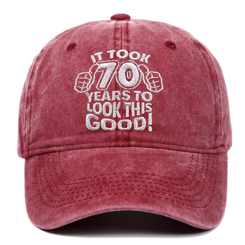 Washed Cotton Baseball Cap Embroidered 70th Birthday Gift Hat Distressed Vintage Style Adjustable Outdoor Sun Hat Men Women