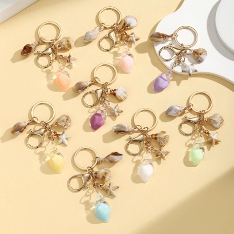 Ocean Series Luminous Shell Starfish Conch Keychain Acrylic Bag Pendant Beach Vacation Accessory For Women Kids