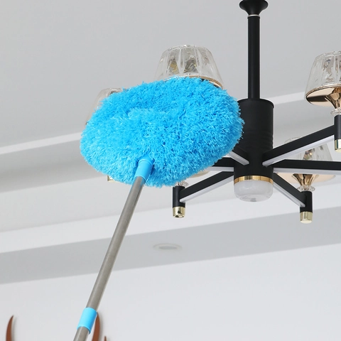 Microfiber Ceiling Fan Duster Cleaning Tool With Extendable Long Stainless Steel Pole For High Reach Home Dusting