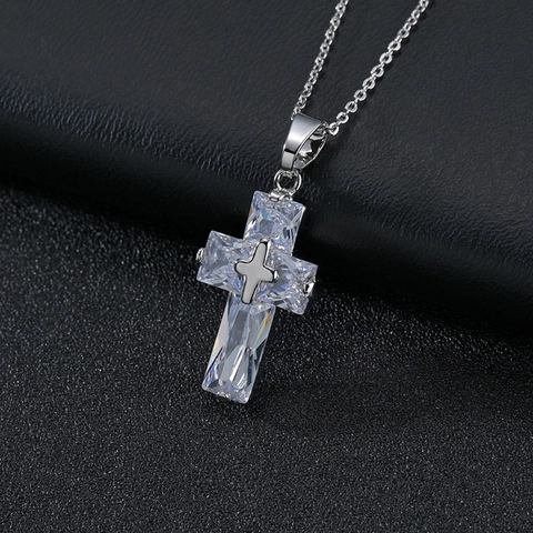 Creatieve Koperen Kruis Hanger Ketting Ingelegd Met AAA Zirconia Stenen Mode Hip Hop Sieraden Voor Mannen En Vrouwen