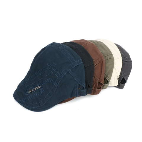 Men's Ivy Cap 100% Cotton Retro Vintage Flat Cap Adjustable Cabbie Hat Sports Metal Tag Lightweight Breathable