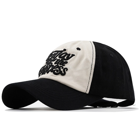 Gewaschene Baumwolle Color Block Baseballkappe 3D Stickerei Verstellbar Retro Outdoor Sonnenhut Unisex