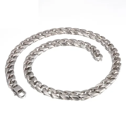 Men 316L Stainless Steel Curb Chain Necklace Polished Flat Cuban Link Hip Hop Rock Punk Minimalist Fashion Jewelry Gift