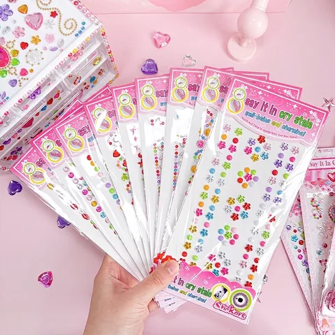 Colorful Acrylic Rhinestone Stickers Self Adhesive Various Shapes DIY Craft Scrapbooking Halloween Decoration For Kids Girls