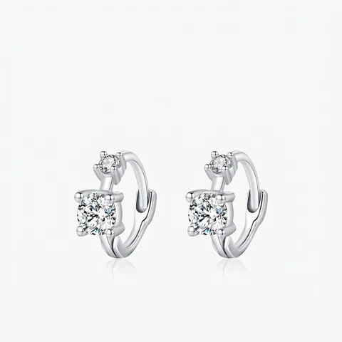 Orecchini A Cerchio In Argento Sterling 925 Per Donna Con Zirconi Cubici Tondi Brillanti Gioielli Minimalisti Huggie