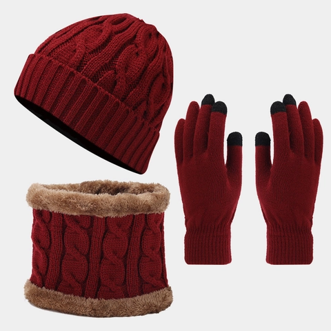 Gorro De Punto Calentador De Cuello Y Guantes Tácticos Trenzado Térmico Forro Polar Cálido Accesorios Exterior Para Hombres Mujeres