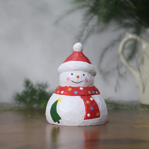 Wooden Christmas Ornaments Hand Carved Santa Claus Snowman Christmas Tree Desktop Figurine Painted Holiday Decor Gift