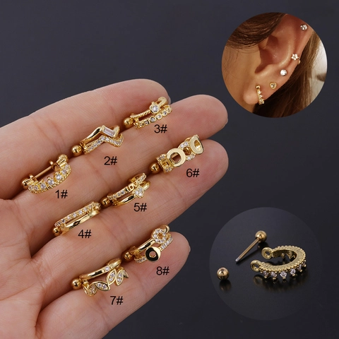 Cubic Zirkonia Eingelegter Kupfer Helix Piercing Ohrring Mit Edelstahl Ohrstecker Schraubkugel Verschluss Tragus Schmuck