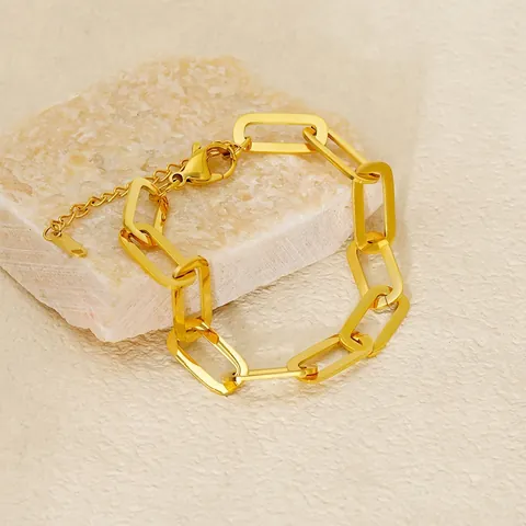 Collana E Bracciale Con Catena A Graffetta Minimalista In Acciaio Inossidabile 304 Placcato Oro 18K Per Donna