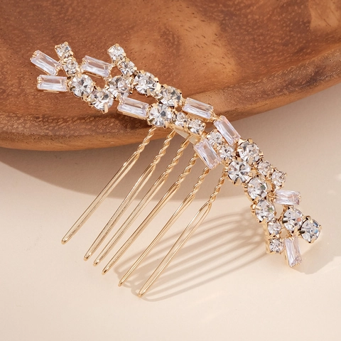 Eleganter Legierung Zirkon Strass Haarkamm Braut Kopfschmuck Hochzeit Bankett Accessoires Für Damen Vintage Styling-Tool