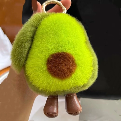 Porte-clés Peluche Avocat Fourrure Lapin Douce Charme De Sac Pendentif Fruit Mignon Pour Sac À Dos Accessoires Femmes