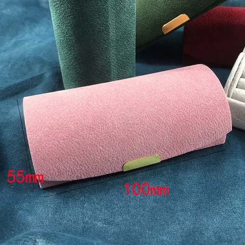 Portable Velvet Jewelry Box Travel Mini Arched Organizer Case For Rings Earrings With Golden Metal Buckle