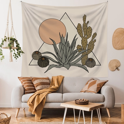 Boho Κάκτος Ταπετσαρία Έρημος Ήλιος Διακόσμηση Τοίχου Μοντέρνο Πολυεστέρα Ύφασμα Φόντο Για Υπνοδωμάτιο Καθιστικό