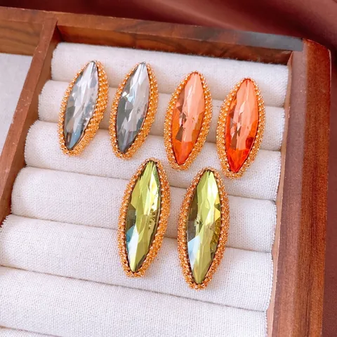 Orecchini A Lobo Marquise Con Strass E Perno In Argento Gioielli Vintage In Vetro Sfaccettato Accessori Di Lusso Eleganti