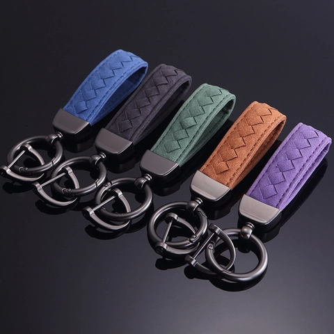 Portachiavi In Camoscio Intrecciato Lega Di Zinco Anti-Smarrimento Fibbia A Ferro Di Cavallo Accessorio Chiave Auto Business Minimalista
